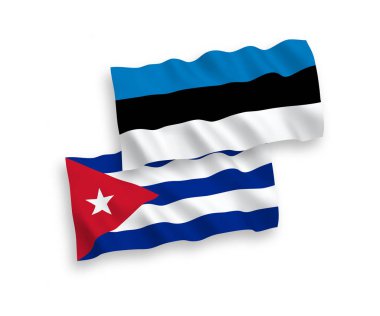 Beyaz arkaplanda Küba ve Estonya bayrakları