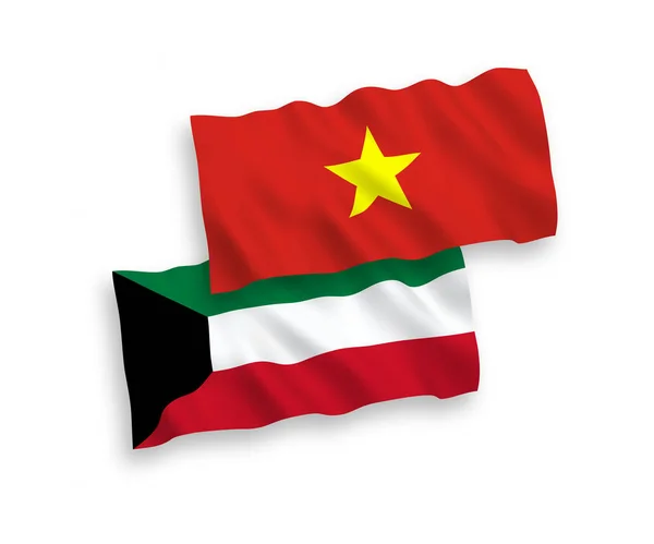 Banderas de Kuwait y Vietnam sobre fondo blanco — Vector de stock