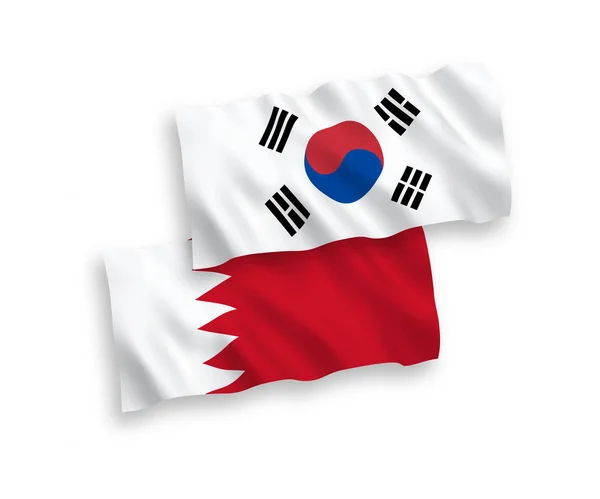 Drapeaux de Corée du Sud et Bahreïn sur fond blanc — Image vectorielle