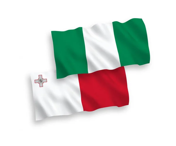 Banderas de Malta y Nigeria sobre fondo blanco — Vector de stock
