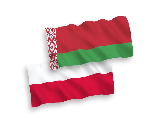 Banderas de Bielorrusia y Polonia sobre fondo blanco — Archivo Imágenes Vectoriales