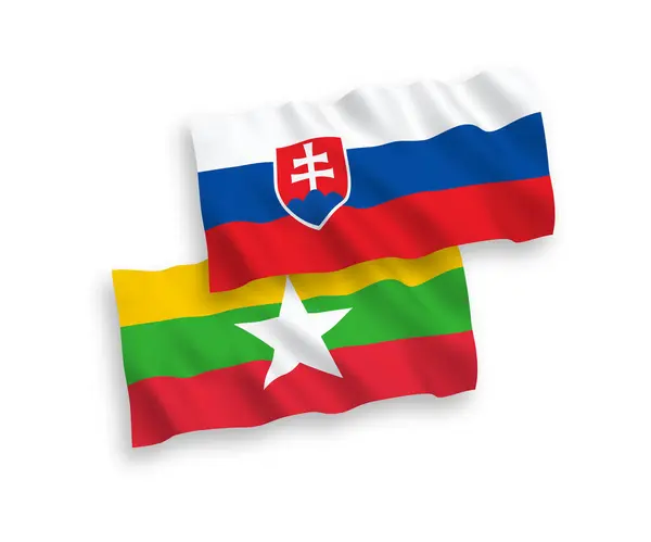 Flags of Slovakia and Myanmar on a white background — Stock Vector