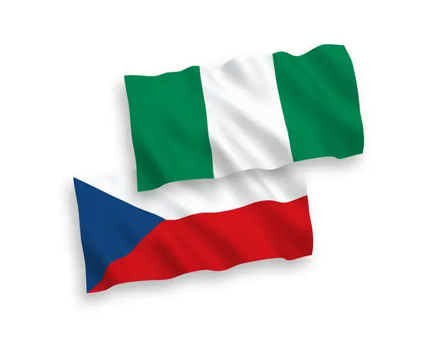 Banderas de la República Checa y Nigeria sobre un fondo blanco — Vector de stock