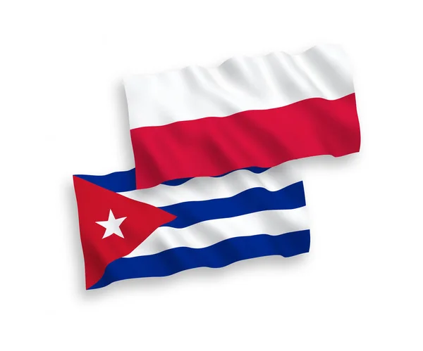 Bandiere di Cuba e Polonia su sfondo bianco — Vettoriale Stock