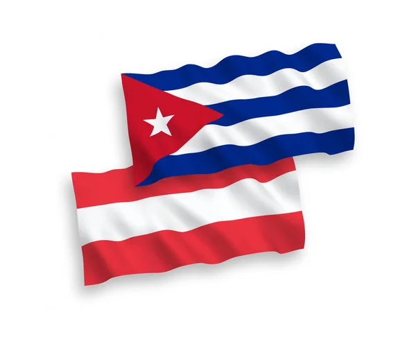 하얀 배경에 있는 오스트리아와 쿠바의 깃발 — 스톡 벡터