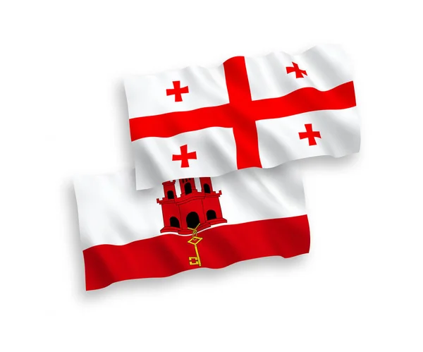 Drapeaux de Géorgie et Gibraltar sur fond blanc — Image vectorielle