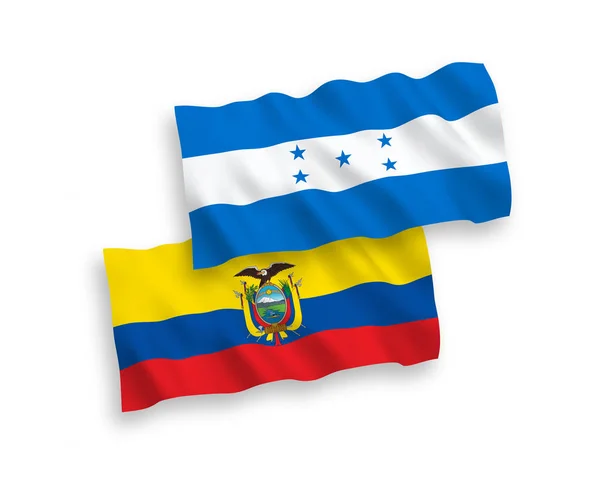 Bandeiras do Equador e Honduras sobre fundo branco — Vetor de Stock
