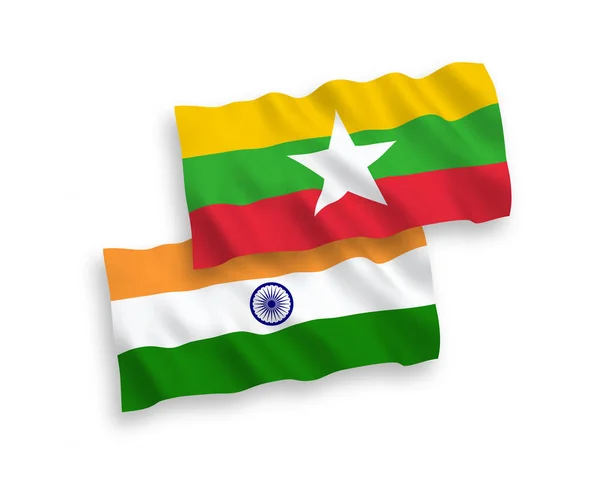 Flags of India and Myanmar on a white background — стоковий вектор