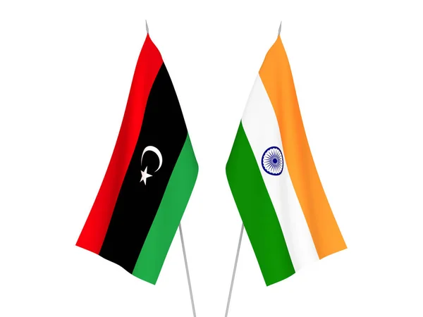 India és Líbia lobogói — Stock Fotó