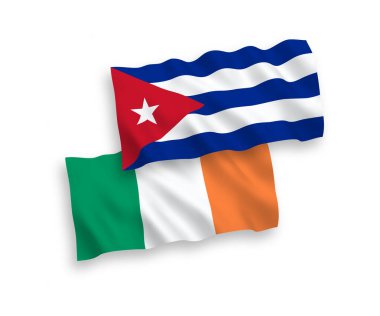 Beyaz arka planda İrlanda ve Küba bayrakları