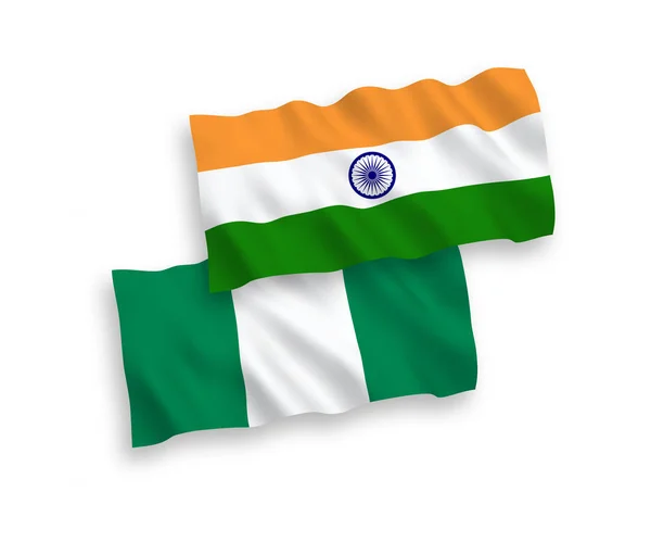 Flags of India and Nigeria on a white background — Stock Vector