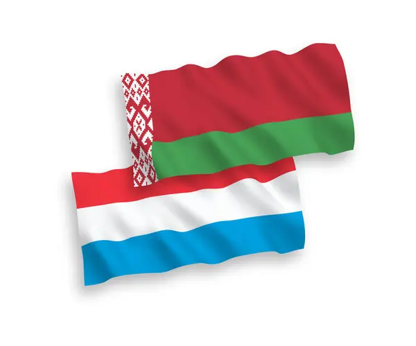 Прапори Білорусі та Люксембургу на білому тлі — стоковий вектор