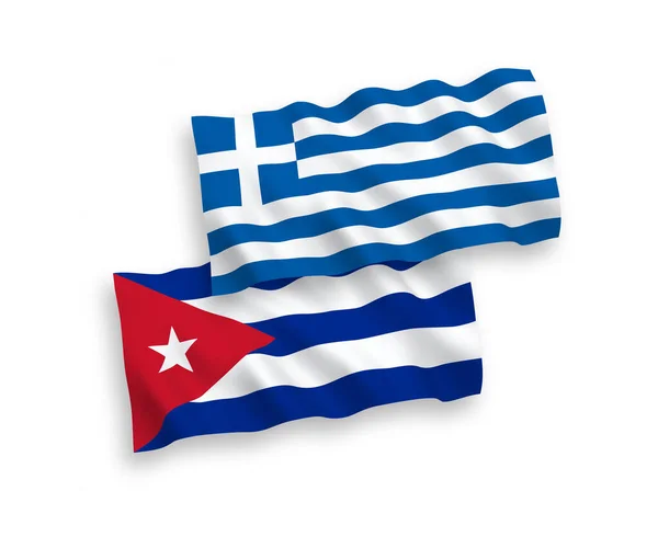 흰 바탕에 그리스 와 쿠바의 국기 — 스톡 벡터