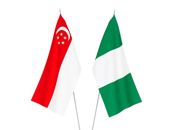 Nigeria and Singapore flags — 图库照片