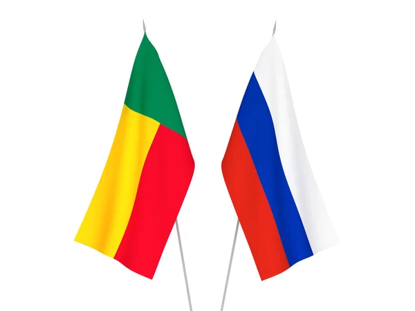 Bandeiras da Rússia e do Benim — Fotografia de Stock