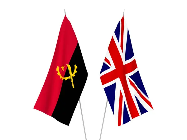 Bandeiras da Grã-Bretanha e de Angola — Fotografia de Stock