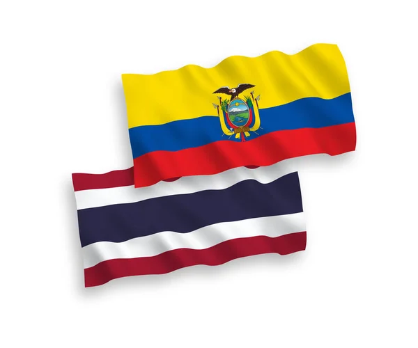 白色背景的厄瓜多尔和泰国国旗 — 图库矢量图片