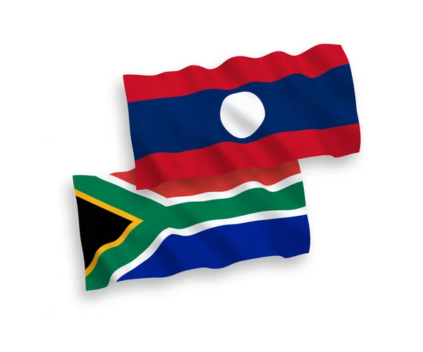 Flags of Laos and Republic of South Africa on a white background — Stock Vector