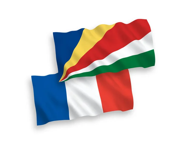 Drapeaux de France et des Seychelles sur fond blanc — Image vectorielle