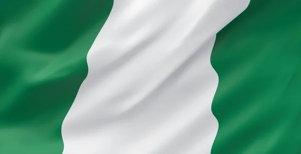 Tessuto nazionale Onda Primo Piano Bandiera della Nigeria — Foto Stock