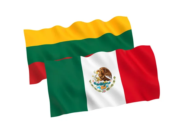 Zászló Mexikó és Litvánia fehér alapon — Stock Fotó