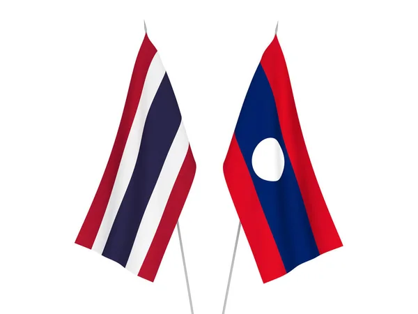 Σημαίες Ταϊλάνδης και Λάος — Φωτογραφία Αρχείου