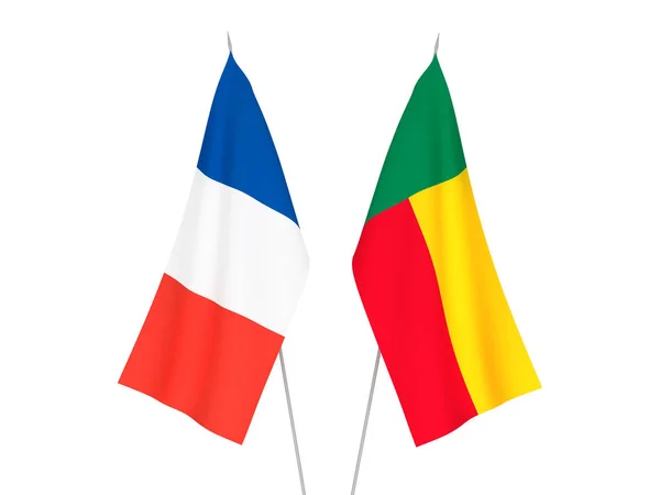 Frankrike och Benin flaggor — Stockfoto