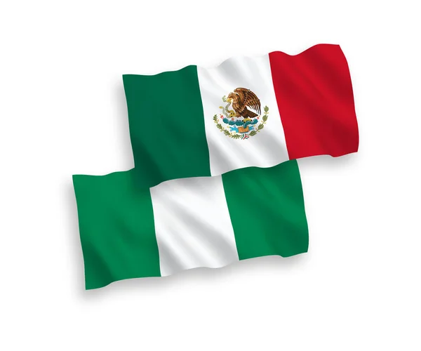 Flaggor i Mexiko och Nigeria på en vit bakgrund — Stock vektor