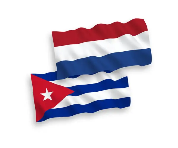 Vlaggen van Cuba en Nederland op een witte achtergrond — Stockvector