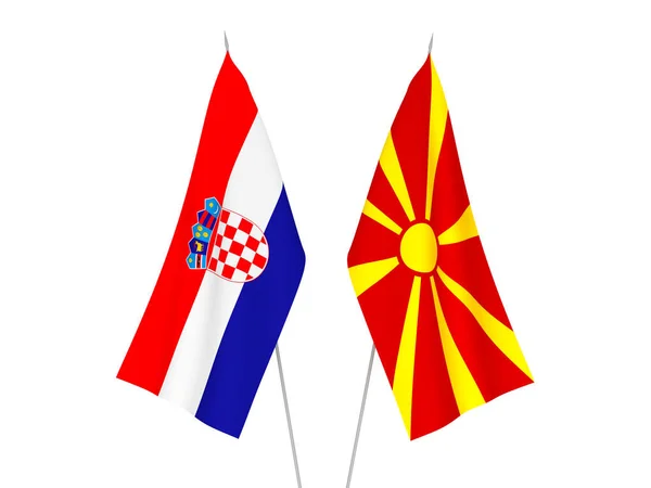 Bandeiras da Croácia e da Macedónia do Norte — Fotografia de Stock