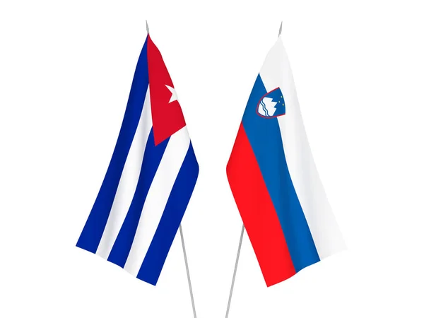 Vlaggen van Slovenië en Cuba — Stockfoto
