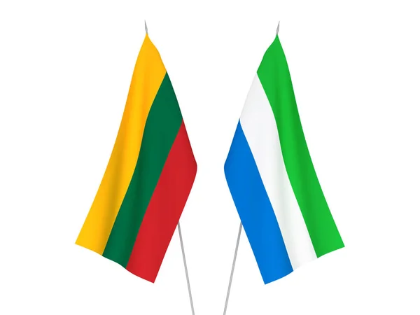 Bandeiras da Lituânia e da Serra Leoa — Fotografia de Stock