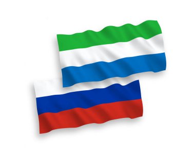 Beyaz arka planda Sierra Leone ve Rusya bayrakları