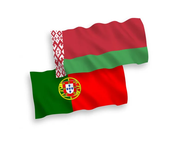 Drapeaux du Portugal et du Bélarus sur fond blanc — Image vectorielle