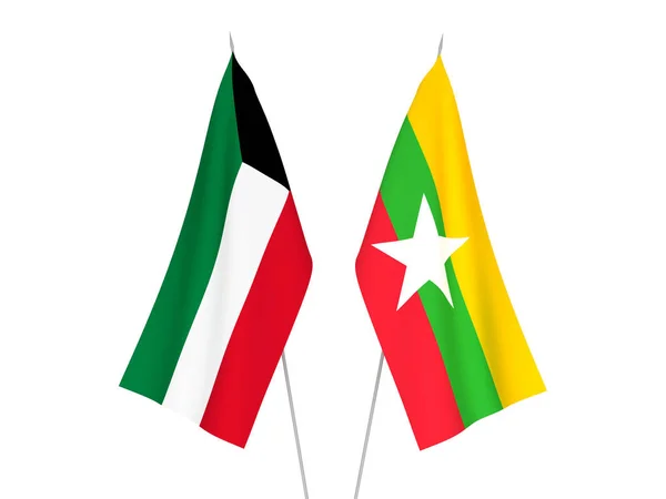Σημαίες Κουβέιτ και Μιανμάρ — Φωτογραφία Αρχείου