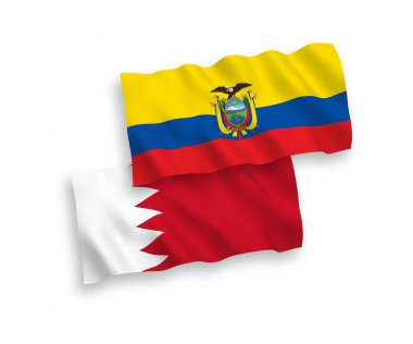 Beyaz arkaplanda Bahreyn ve Ekvador Bayrakları