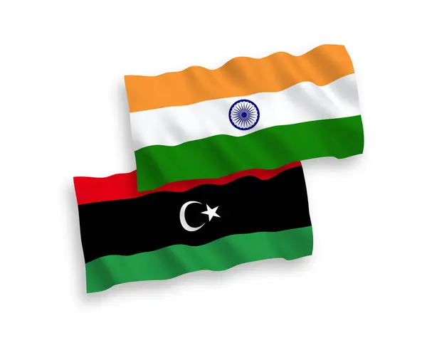 Bandeiras da Índia e da Líbia sobre um fundo branco —  Vetores de Stock