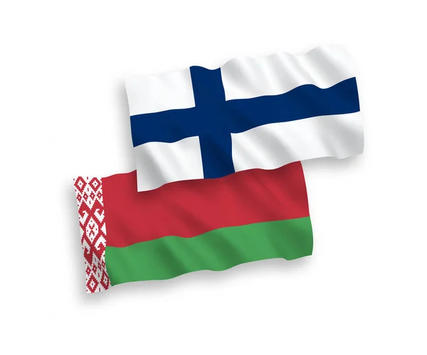 Drapeaux de la Finlande et du Belarus sur fond blanc — Image vectorielle