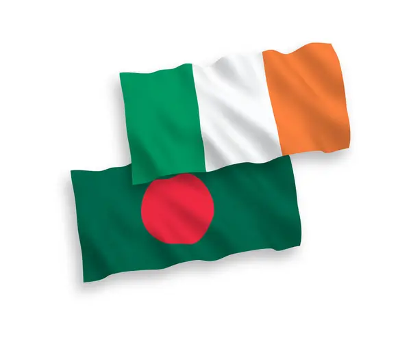Flagi Irlandii i Bangladeszu na białym tle — Wektor stockowy
