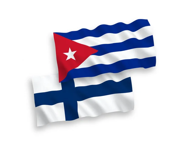 Vlaggen van Finland en Cuba op een witte achtergrond — Stockvector