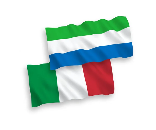 Флаги Италии и Сьерра-Леоне на белом фоне — стоковый вектор