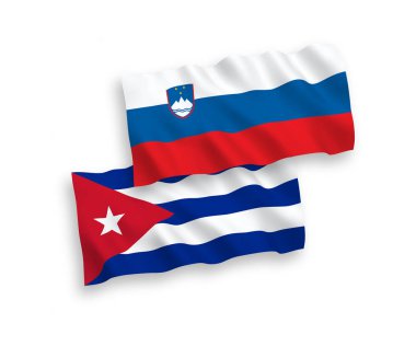 Beyaz arkaplanda Slovenya ve Küba bayrakları