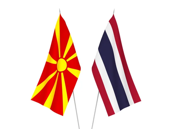 Drapeaux Thaïlande et Macédoine du Nord — Photo