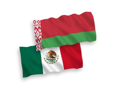 Beyaz arka planda Meksika ve Beyaz Rusya bayrakları