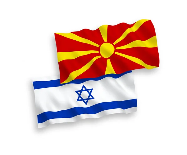 Banderas de Macedonia del Norte e Israel sobre un fondo blanco — Archivo Imágenes Vectoriales