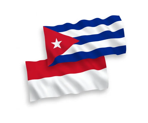 Vlaggen van Indonesië en Cuba op een witte achtergrond — Stockvector