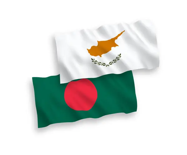 白色背景下的塞浦路斯和孟加拉国国旗 — 图库矢量图片