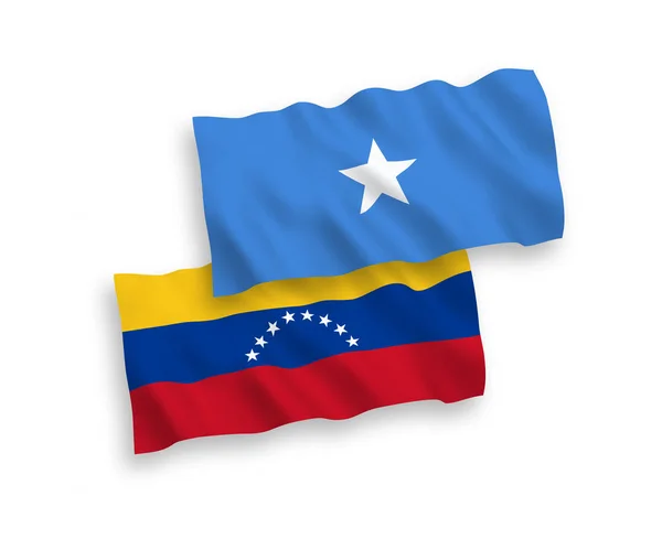 Bandeiras da Venezuela e da Somália sobre um fundo branco — Vetor de Stock