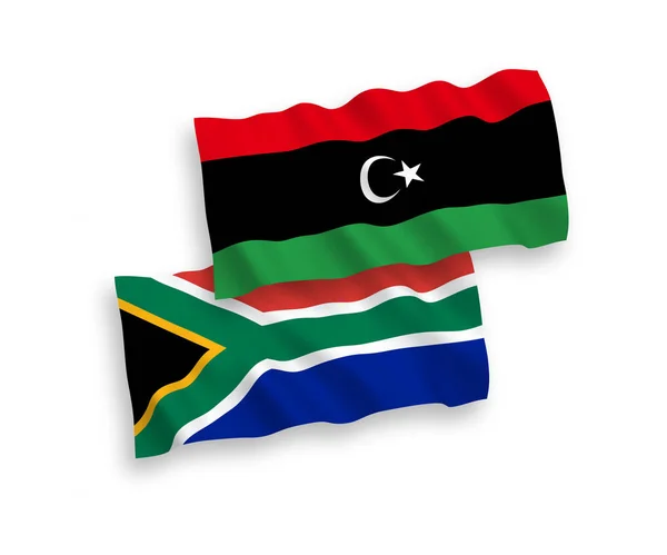Banderas de Libia y República de Sudáfrica sobre fondo blanco — Archivo Imágenes Vectoriales