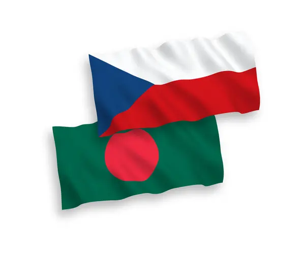 白色背景的捷克共和国和孟加拉国国旗 — 图库矢量图片
